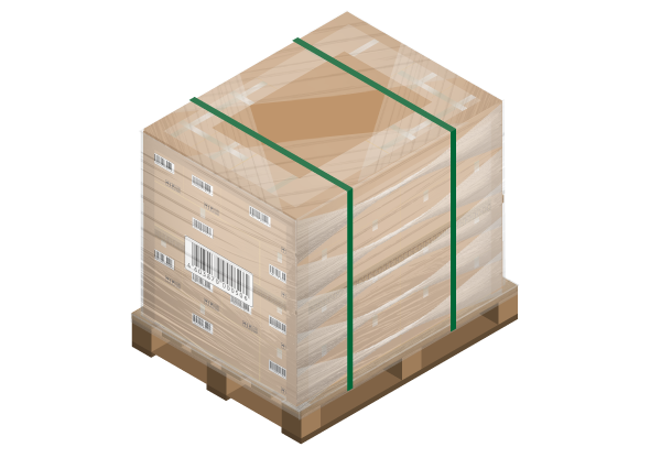 Packed pallet with boxes