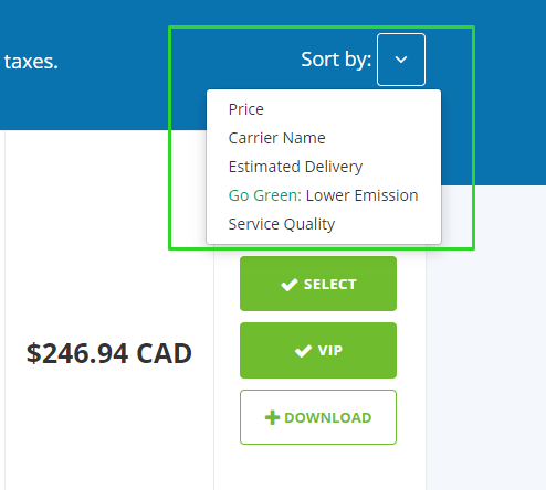 Carrier sorting criteria